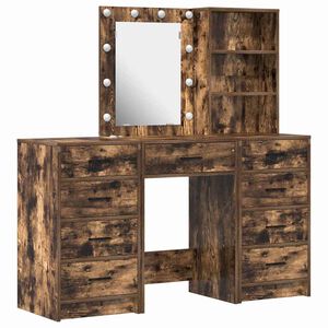 vidaXL Plafondtafel met spiegellichten 3 pcs Bruin Bewerkt hout