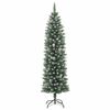 vidaXL Kunstmatige slanke kerstboom met 150 LED Groen en Wit 150 cm