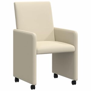 vidaXL Eetkamerstoelen met Wieltjes 2 st Kunstleer Cr&egrave;me