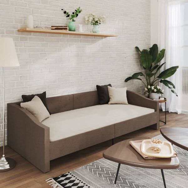 vidaXL Slaapbank met USB stof taupe 90x200 cm