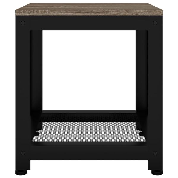 vidaXL Bijzettafel 40x40x45 cm MDF en ijzer grijs en zwart