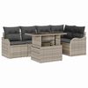 vidaXL Eetkamerset met kussen 6 pcs Lichtgrijs Poly riet
