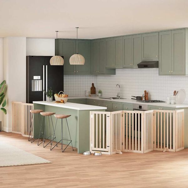 vidaXL Hondenhek inklapbaar met deur 9 panelen 450 cm populierenhout