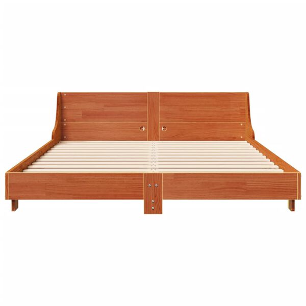 vidaXL Bedframe zonder matras massief grenenhout wasbruin 135x190 cm