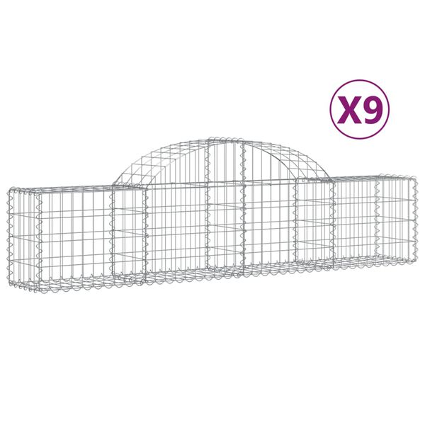 vidaXL Schanskorven 9 st gewelfd 200x30x40/60 cm gegalvaniseerd ijzer