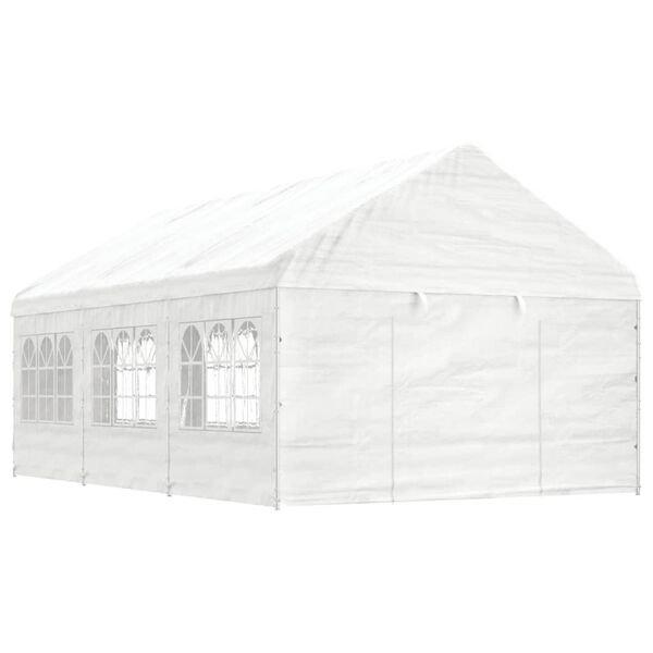 vidaXL Prieel met dak 6,69x4,08x3,22 m polyetheen wit
