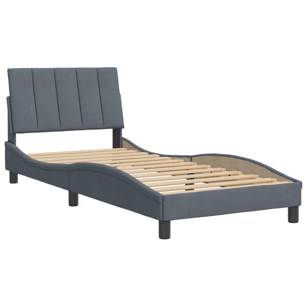 vidaXL Bedframe zonder matras "Hanko" 80x200 cm fluweel donkergrijs