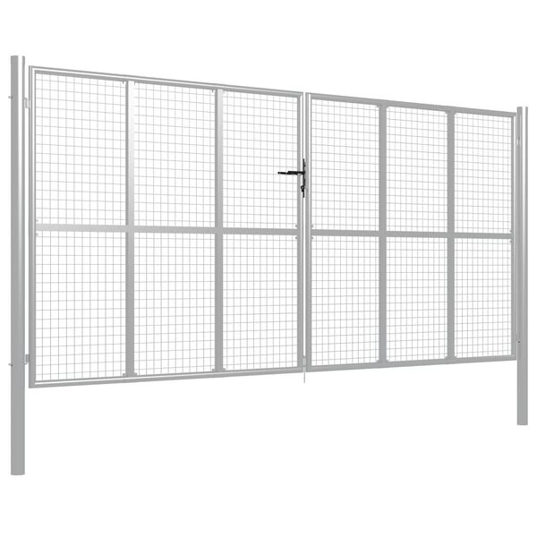 vidaXL Tuinpoort gegalvaniseerd staal 400x200 cm zilver