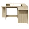 vidaXL Bureau met LED-verlichting 152x152x91 cm hout sonoma eikenkleur