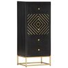 vidaXL Ladekast 45x30x105 cm massief mangohout zwart en goudkleurig