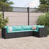 vidaXL 5-delige Loungeset met kussens poly rattan zwart