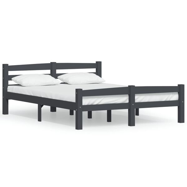 vidaXL Bedframe massief grenenhout donkergrijs 120x200 cm