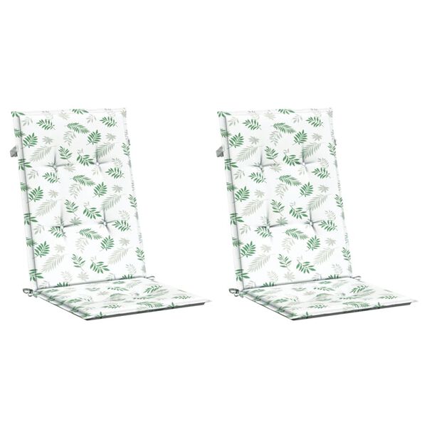 vidaXL Stoelkussens 2 st hoge rug bladpatroon stof