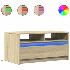vidaXL Salontafel met LED-verlichting bewerkt hout sonoma eikenkleurig