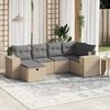 vidaXL 6-delige Loungeset met kussens poly rattan gemengd beige