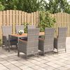 vidaXL 7-delige Tuinset met kussens poly rattan grijs