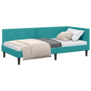 vidaXL Hoekbedframe Turquoise 80 x 200 cm Fluweel