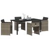 vidaXL Tuin eettafelset met kussen 5 pcs Grijs poly rattan