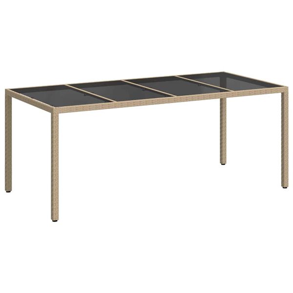 vidaXL Tuin Eettafel Beige 190 x 90 x 75 cm Poly riet