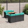 vidaXL 6-delige Loungeset met kussens poly rattan zwart