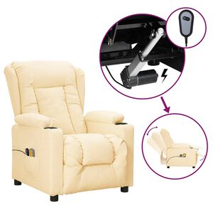 vidaXL Massagestoel elektrisch kunstleer cr&egrave;mekleurig