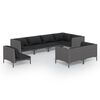 vidaXL 8-delige Loungeset met kussens poly rattan donkergrijs