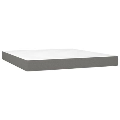 vidaXL Boxspring met matras en LED stof donkergrijs 180x200 cm