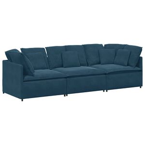 vidaXL Modulaire bank met kussens fluweel blauw