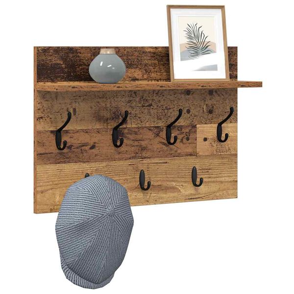vidaXL Wandgemonteerde kapstok Oudhout 60 x 40 x 12 cm Bewerkt hout