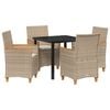 vidaXL Tuin eettafelset 5 st Beige poly rattan