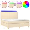 vidaXL Boxspring met matras en LED stof cr&egrave;mekleurig 180x200 cm