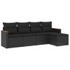 vidaXL 5-delige Loungeset met kussens poly rattan zwart