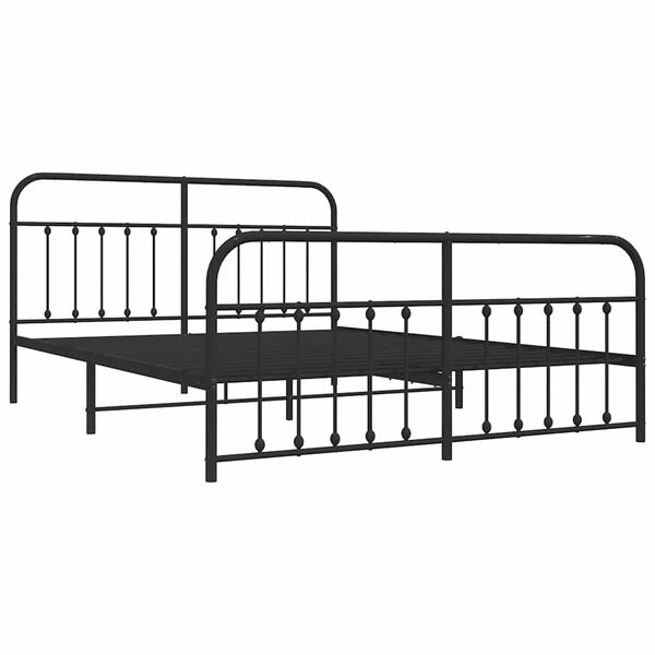 vidaXL Bedframe met hoofd- en voeteneinde metaal zwart 183x213 cm