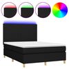 vidaXL Boxspring met matras en LED stof zwart 140x200 cm