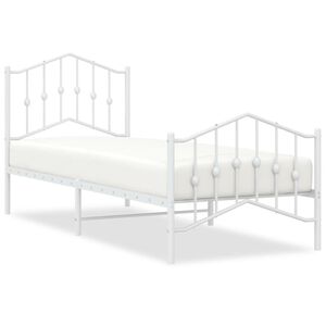 vidaXL Bedframe met hoofd- en voeteneinde&nbsp;metaal wit 90x200 cm