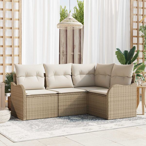 vidaXL Tuin Sofa Set 4 pcs Beige poly rattan