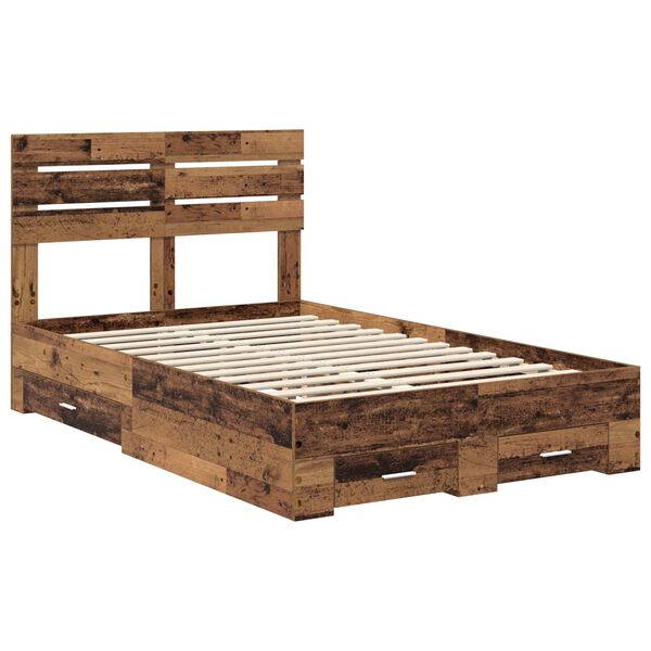 vidaXL Bedframe met lade met hoofdeinde met opslag Bewerkt hout