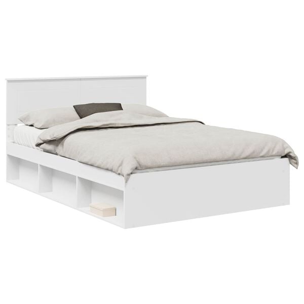 vidaXL Bedframe met hoofdeinde Wit 150 x 200 cm Bewerkt hout