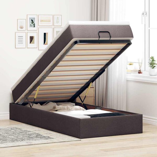 vidaXL Ottoman bed met matras 90x190cm stof donkerbruin