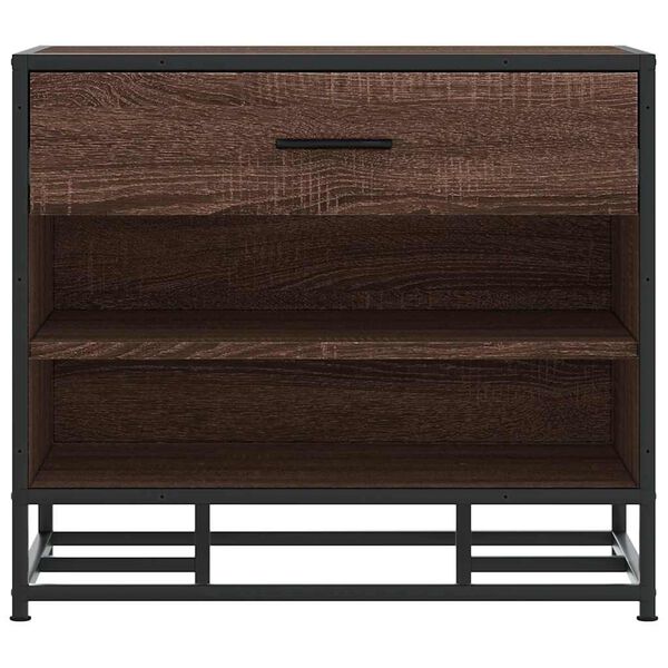 vidaXL Schoenenbank 60x40x53,5 cm bewerkt hout en metaal bruin eiken