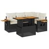 vidaXL 5-delige Loungeset met kussens poly rattan acacia zwart