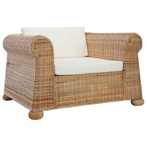 vidaXL Fauteuil met kussens natuurlijk rattan