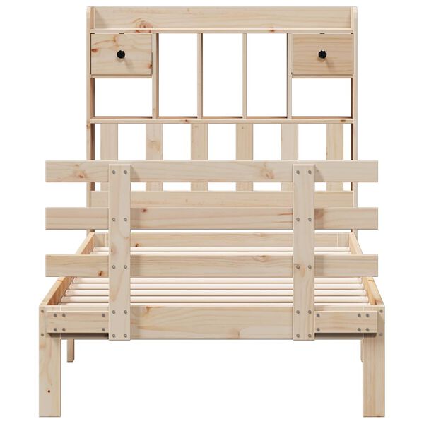 vidaXL Bed met boekenkast zonder matras massief grenenhout 90x190 cm