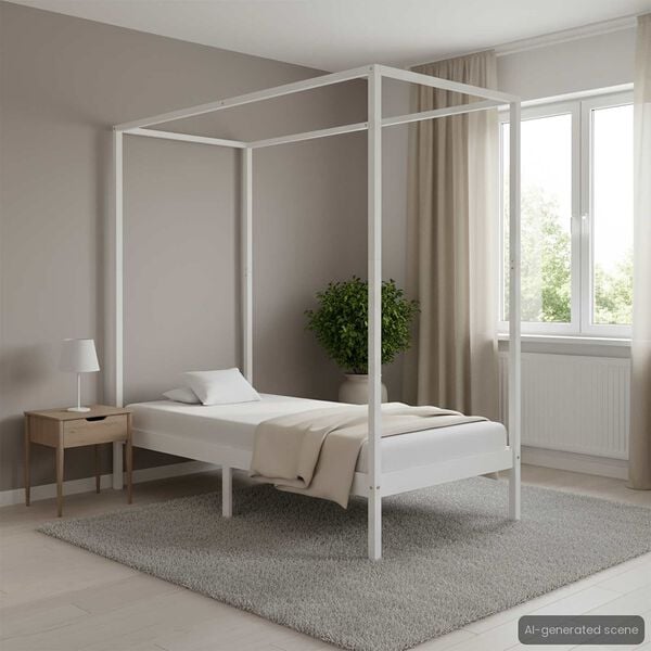 vidaXL Hemelbedframe massief grenenhout wit 90x200 cm