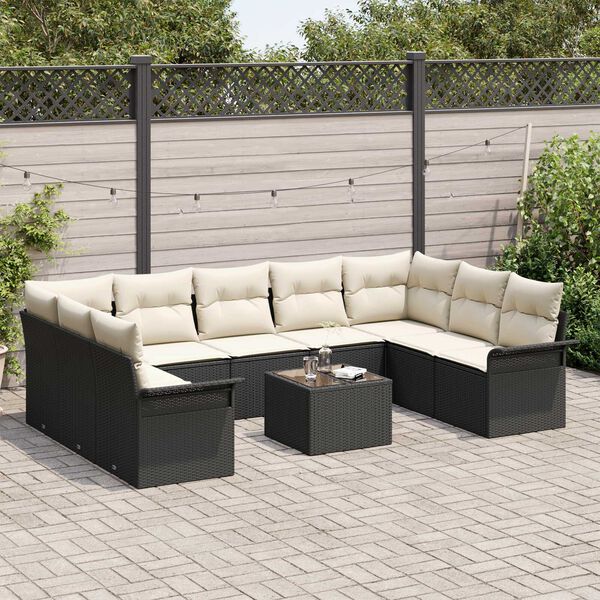 vidaXL Tuin Sofa Set met opslag 10 pcs Bruin poly rattan