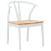 vidaXL Eetkamerstoel 2 pcs Wit en Natuurlijk Massief Rubberhout