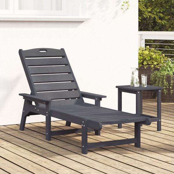 vidaXL Ligstoel Lichtgrijs 195,5 x 53 x 98,5 cm HDPE