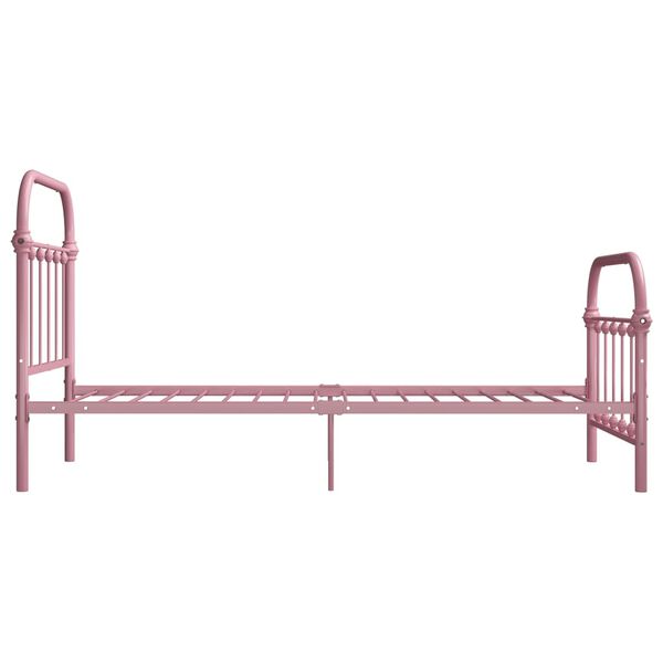 vidaXL Bedframe metaal roze 100x200 cm