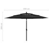 vidaXL Parasol 3-laags met aluminium paal 3,5 m zwart