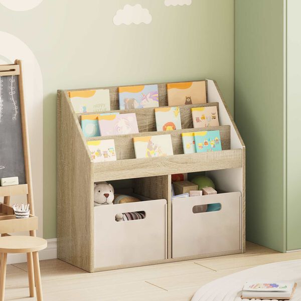 vidaXL Kinderen Boekenkast met opslag Sonoma Eiken 72,5 x 29,5 x 69 cm
